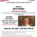 Rick Weible Hand Count Training ~ Portage Friday Dec. 5th, 2025 5:00 PM - 8:00 PM