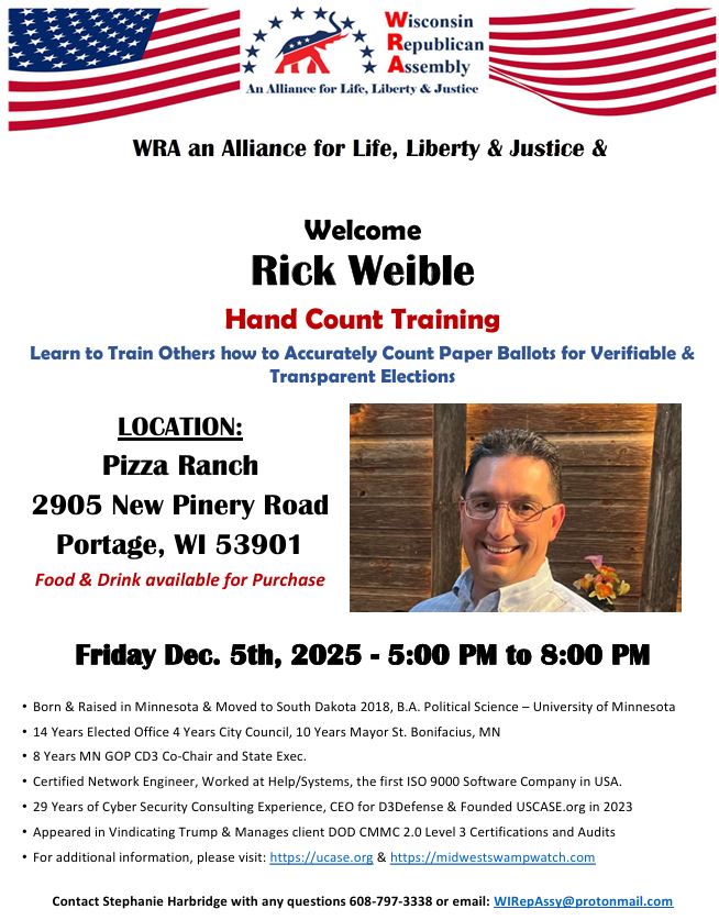 Rick Weible Hand Count Training ~ Portage Friday Dec. 5th, 2025 5:00 PM - 8:00 PM