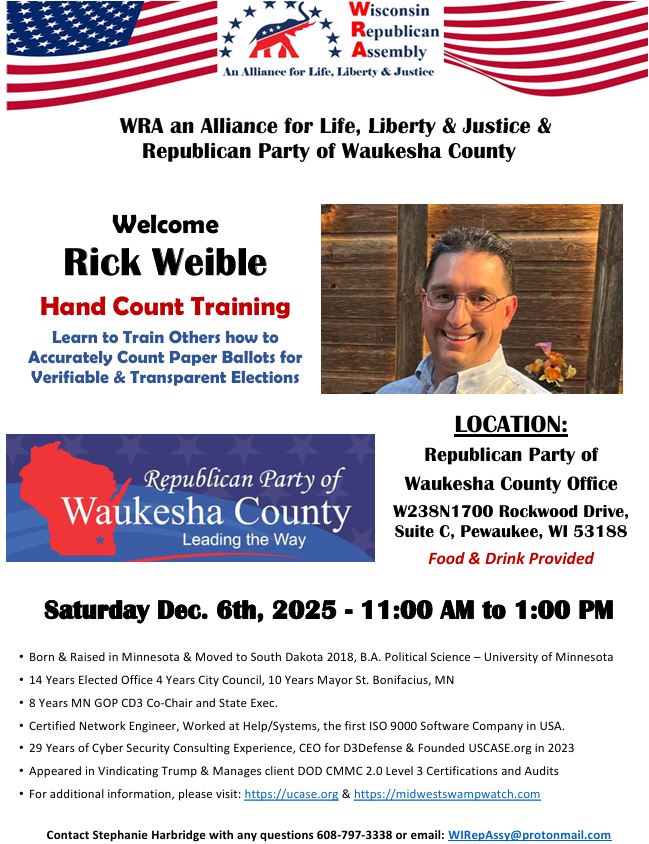 Rick Weible Hand Count Training ~ Sat. Dec. 6th, 2025 11:00 AM - 1:00 PM